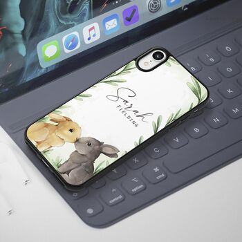 Kissing Rabbits iPhone Case Personalised 12 13 14 15 Se, 2 of 2