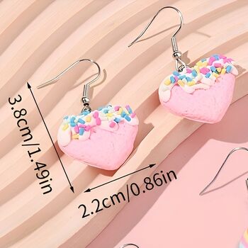Heart Pastry Sweets Candy Fun Gift Earrings, 3 of 3
