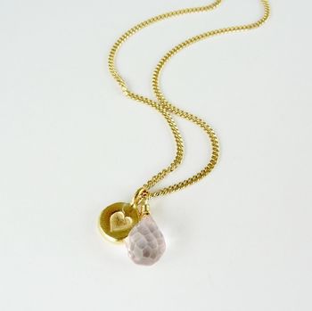 Heart Gold Plated Necklace With Gemstone, 5 of 12