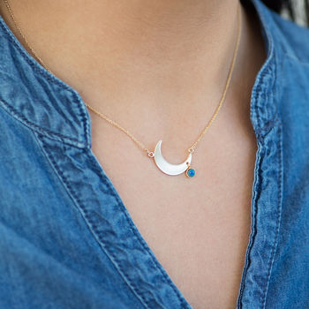 Crescent Moon Necklace With Mood Stone, 2 of 7