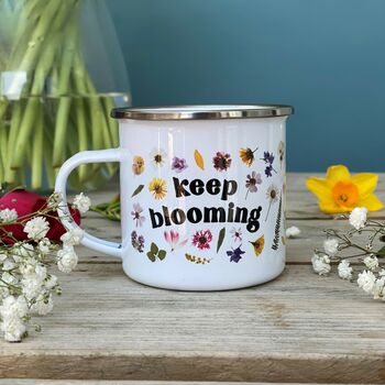 Keep Blooming Pressed Flower Enamel Mug, 2 of 7