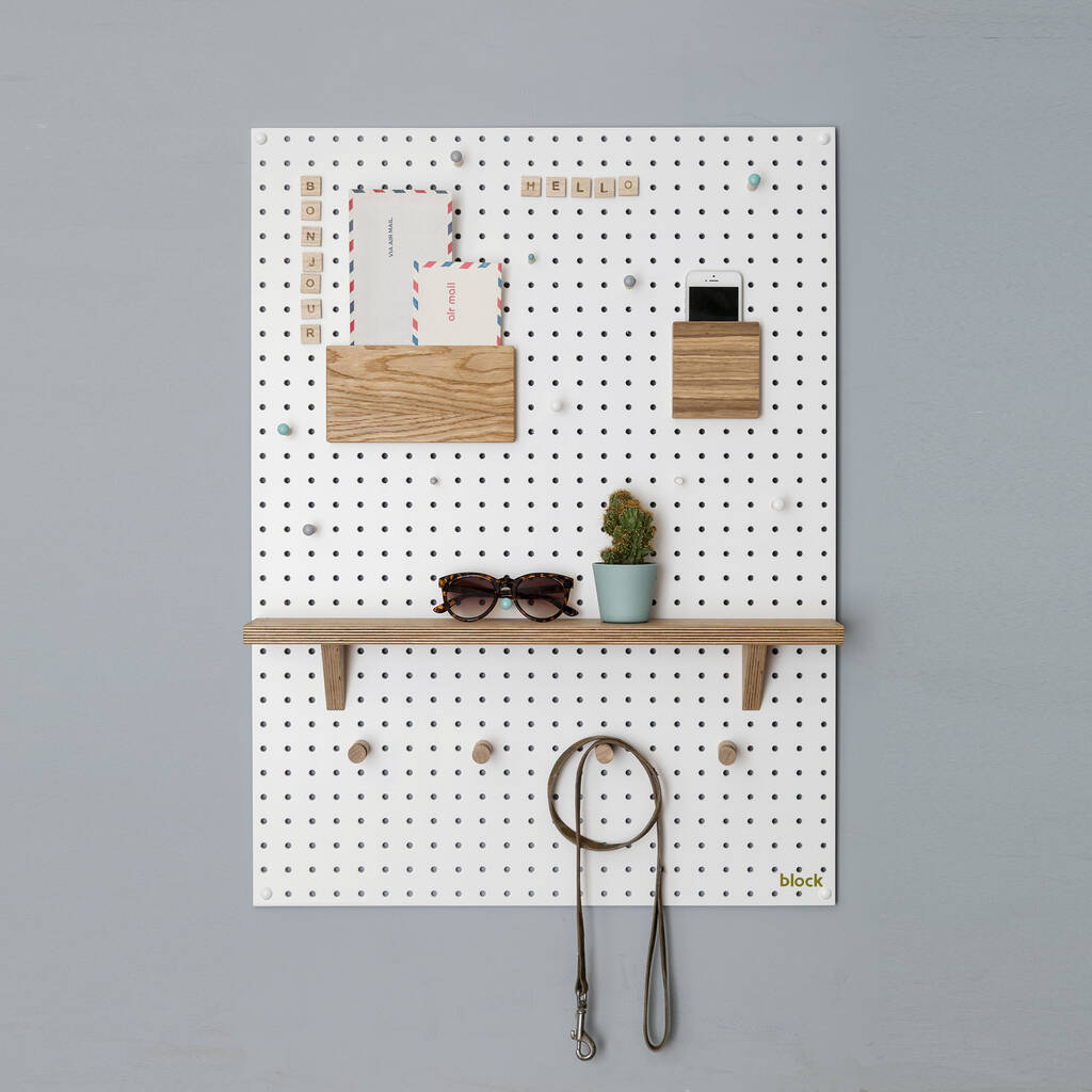 White Pegboard With Wooden Pegs, Large By Block Design