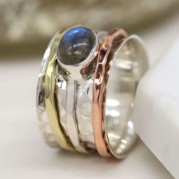 Personalised Sterling Silver Labradorite Spinner Ring, 4 of 10