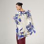 100% Mulberry Silk Scarf, Navy Botanical, Luxury Gift For Her In Gift Box, thumbnail 1 of 4