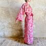 Long Kimono In Prussian Pink Botanic Floral, thumbnail 4 of 5