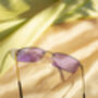 Lilac Rimless Rectangle Colour Tint Sunglasses, thumbnail 2 of 6