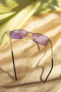 Lilac Rimless Rectangle Colour Tint Sunglasses, 2 of 6