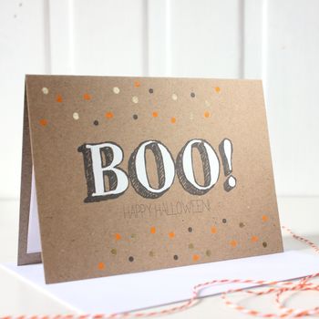 'Boo!' Happy Halloween Card With Gold Dots, 2 of 6
