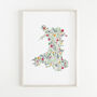 Floral Map Of Wales Print, thumbnail 1 of 3