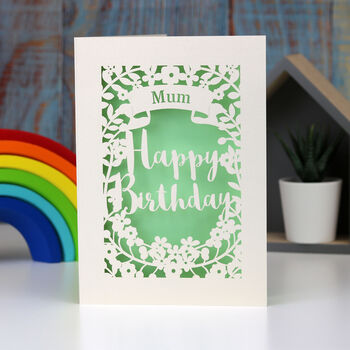 Personalised Papercut Happy Birthday Mum Card, 4 of 6