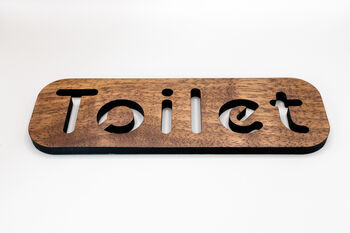 Walnut Self Adhesive Bathroom Toilet Door Sign Word, 4 of 4