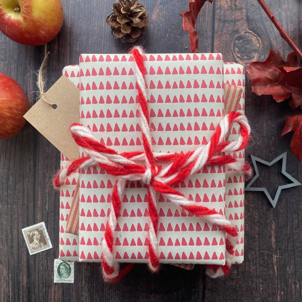Red Stripe Paper Fibre Christmas Wrapping Paper Set, 1 of 12