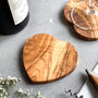 Set Of Four Italian Olive Wood Heart Coasters, thumbnail 5 of 7