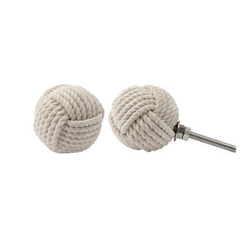 Set Of Two Cream Jute Rope Knot Drawer Pull, 2 of 2
