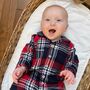 Personalised Name Baby's 1st Christmas Tartan Pyjamas, thumbnail 2 of 3