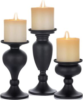 Set Of Three Metal Pillar Candle Holders Stand, 4 of 5
