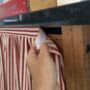 Velcro Sink Skirt, Red Ticking Stripes Cabinet Curtain Bespoke, thumbnail 3 of 9