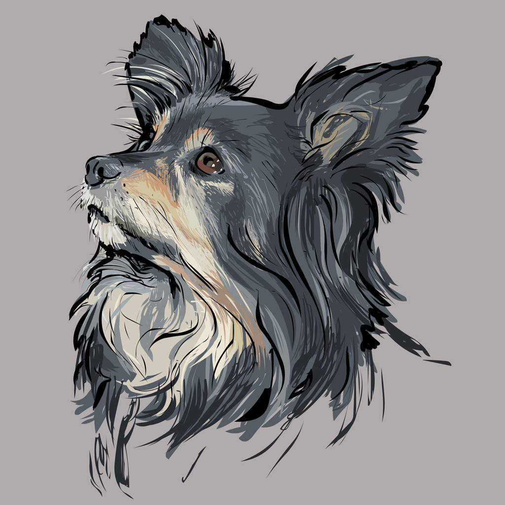 Custom Dog Portrait Art Print By Scribble Print Studio