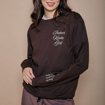 Indoor Kinda Girl Slogan Sweatshirt, 2 of 4