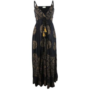 'Astrid' Black And Gold Indian Print Crepe Dress, 3 of 5