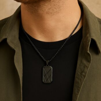 Personalised Men’s Contemporary Black Dog Tag Necklace, 3 of 6