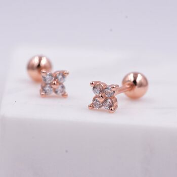 Tiny Hydrangea Flower Inspired Screw Back Earrings In Sterling Silver, 8 of 12