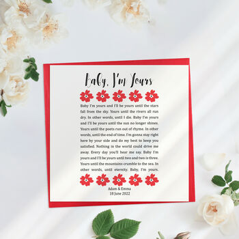 Personalised Floral Song Lyrics Card, 5 of 5