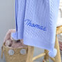 Personalised Blue Knitted Baby Blanket, thumbnail 3 of 9