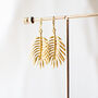 Gold Plated Palm Leaf Earrings, thumbnail 2 of 9