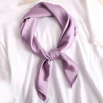 Purple Solid Silk Square Scarf, 2 of 5