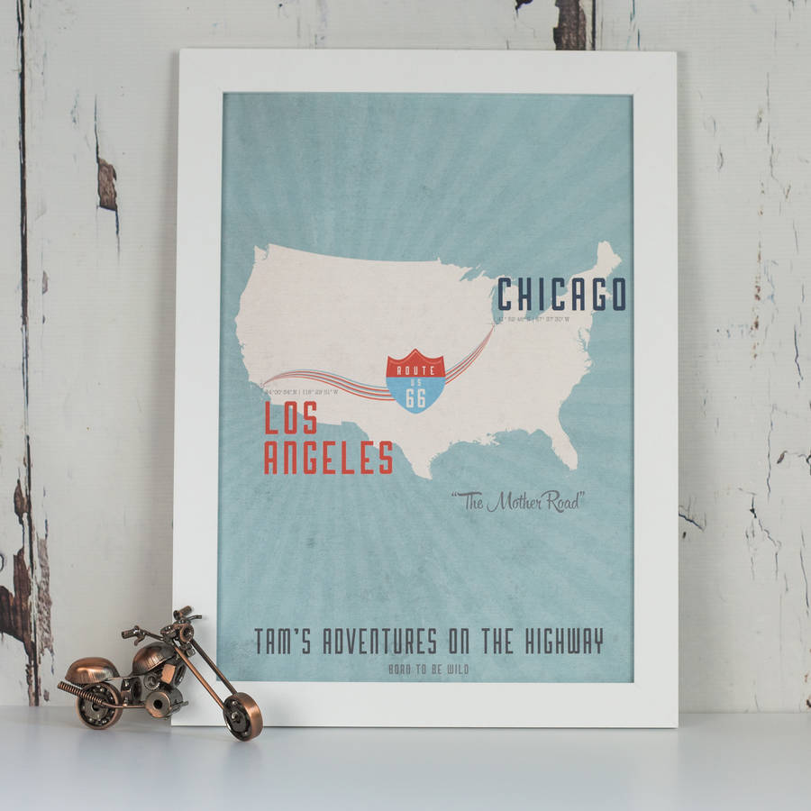Personalised Route 66 Map Print, 1 of 5