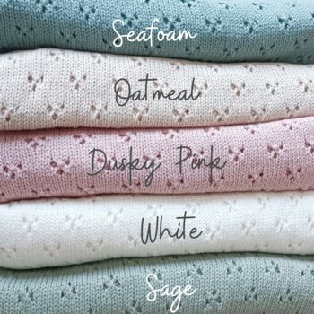 Personalised Knitted Cotton Pointelle Baby Blanket, 11 of 11