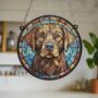 Labrador Chocolate Stained Glass Effect Suncatcher, thumbnail 5 of 6