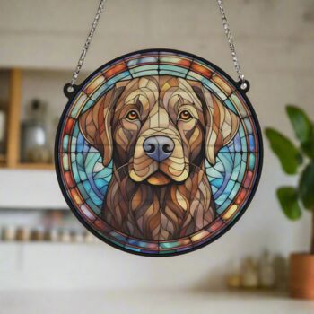 Labrador Chocolate Stained Glass Effect Suncatcher, 5 of 6