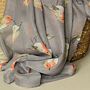 Watercolour Robins Print Scarf In Grey, thumbnail 2 of 3