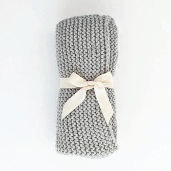 Personalised Grey Garter Stitch Baby Blanket, 2 of 3