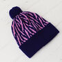Lambswool Knitted Zebra Pom Pom Hat, thumbnail 10 of 12