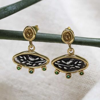 Gold Plated Sterling Silver Hieroglyphics Earrings, 8 of 11