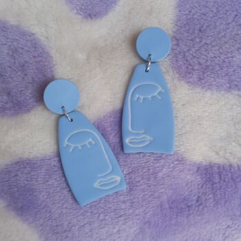 Abstract Face Large Polymer Clay Dangle Earrings, 3 of 4
