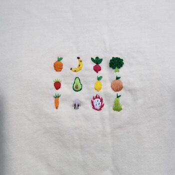 Unisex Hand Embroidered Fruit And Veg Sweatshirt, 4 of 7