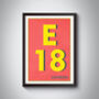 E18 Woodford London Typography Postcode Print, thumbnail 4 of 10