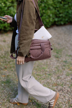 Quilted Changing Stroller Bag Brown/Pears, 7 of 12