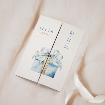 Blue Winter Gatefold Wedding Invitations, 2 of 5