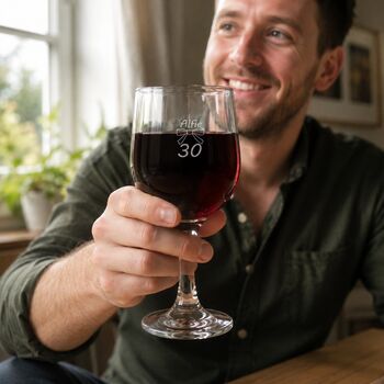 Personalised 30th Birthday Wine Glass Gift, 4 of 11