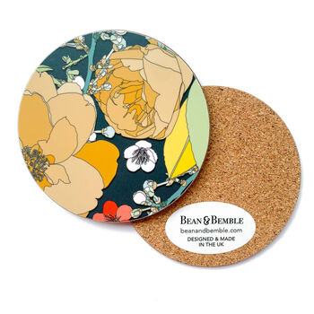 Floral Coasters Box Set Of Four Round Heat Resistant, 6 of 10