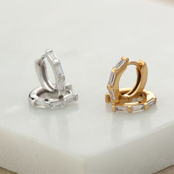 Clear Baguette Single Cartilage Hoop Earring, 7mm, 5 of 6