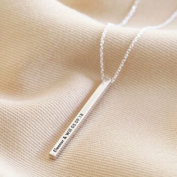 Personalised Sterling Silver Shiny Bar Necklace, 2 of 4