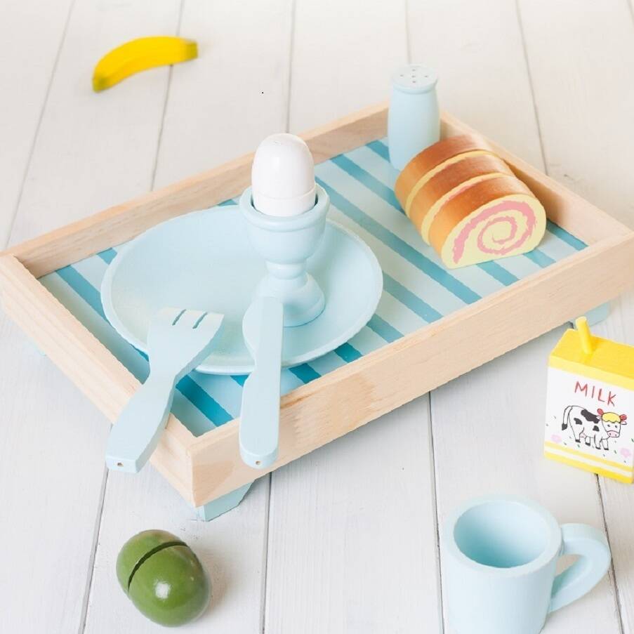 Pale Blue Wooden Breakfast Tray Toy By British and Bespoke ...