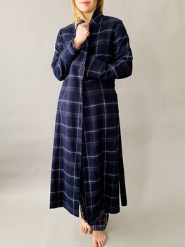 Dressing Gown In Check Brushed Cotton, 10 of 12