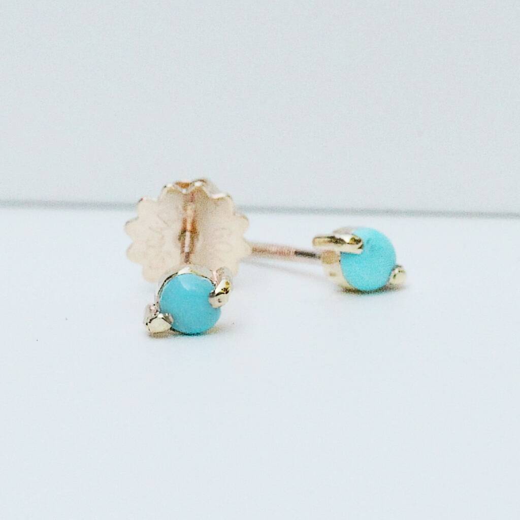 Turquoise Stud Earrings In 9ct Gold By AMULETTE